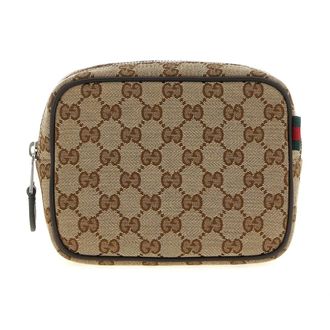 Gucci GG Supreme Canvas Pouch Bag - Heren - Tassen - Beige - Maat: ONE Size Katoen