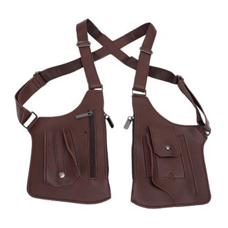 Generic Double Shoulder Armpit Bag Adjustable Anti Theft Underarm Wallet Security Pouch with Dual Pockets for Men Women Travel Outdoor PU Leather