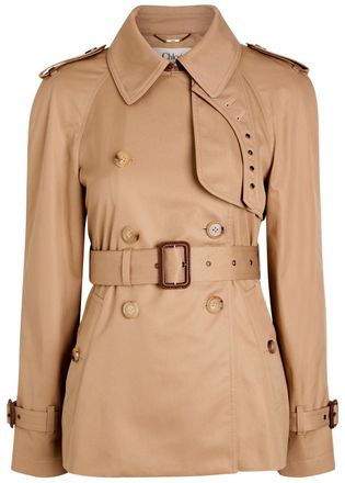 Chloé Double-breasted Cotton-twill Trench Jacket - Brown - 40 (UK12 / M)