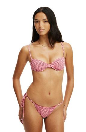 Cotton On Womens Gathered Thin Strap Balconette Bikini Top in Red Mini Gingham at Nordstrom, Size X-Large