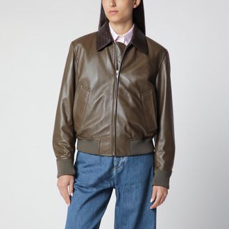 Bottega Veneta Giacca Wader green in pelle lucida