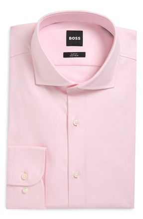 BOSS P-Hank Slim Fit Stretch Cotton Dress Shirt in Light Pastel/pink at Nordstrom, Size 15.5 - R