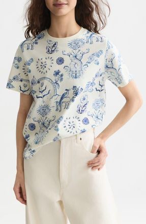Scotch & Soda Print Cotton T-Shirt in Delft Tiles Blue at Nordstrom, Size X-Large