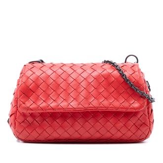 Bottega Veneta Tweedehands Mini Nappa Intrecciato Uitbreidbare Ketting Flap Crossbody