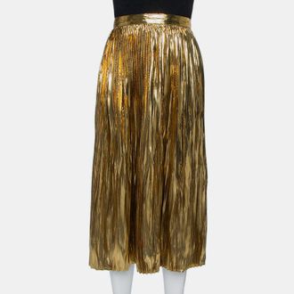 Mes Demoiselles... Gold Lurex Silk Pleated Sadiola Midi Skirt