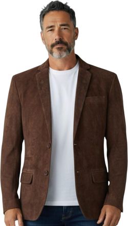 Infinity Leather Mens Italian Brown Suede Blazer Jacket - Trabzon - Dark Brown Goat Leather - Size X-Small