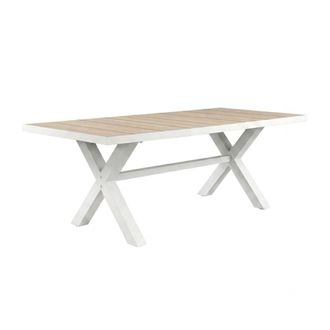 ED&Egrave;N JARD&Iacute; Mesa de jardin de aluminio extensible 207-267 cm, en color blanco