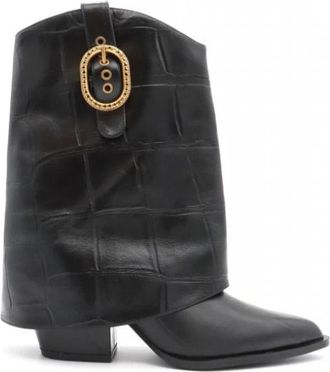 Kurt Geiger Fold Over Ankle Boot - Dames - Cowboylaarzen - Zwart - 38 EU - Schoenen