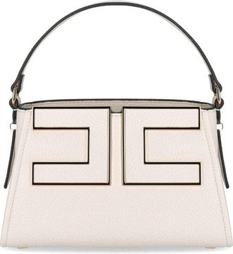 Elisabetta Franchi BORSA A MANO MILK CON MAXI LOGO ELISABETTA FRANCHI