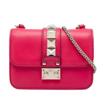 Valentino Pre-owned Rockstud Glam Lock Crossbody Bag - Dames - Pre-owned - Roze - Maat: ONE Size Leer