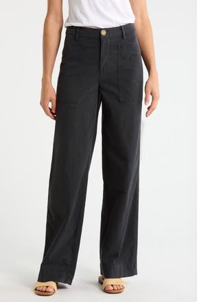 Frank & Eileen Limerick Pocket Wide Leg Pants in Washed Black at Nordstrom, Size 14