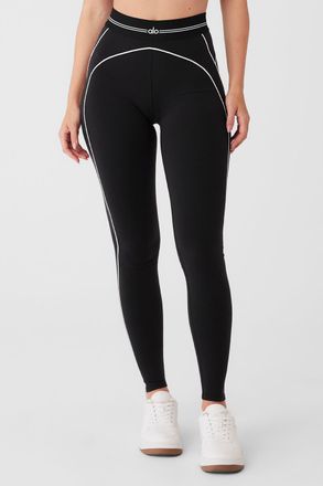 Alo Yoga | Airbrush High-Waist Heart Throb Legging in Black/White, Size: Medium