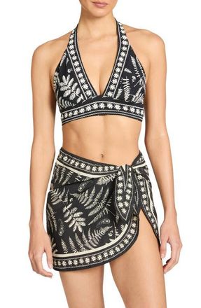 Robin Piccone Hailey Cover-Up Pareo in Black/Ecru at Nordstrom