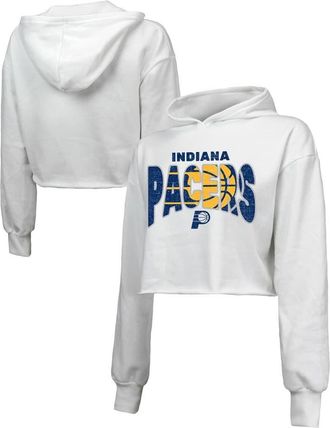 Majestic Threads Womens Majestic Threads White Indiana Pacers Tri-Blend Cropped Pullover Hoodie at Nordstrom, Size Xx-Large