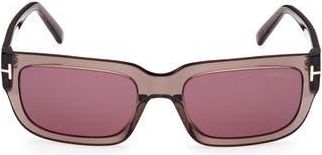 Tom Ford Ezra 54mm Rectangular Sunglasses in Light Brown /Bordeaux Mirror at Nordstrom Rack