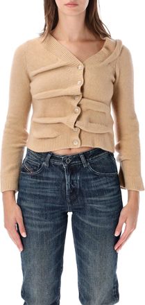 Diesel Ribbed V-Neck Cropped Knit Cardigan
