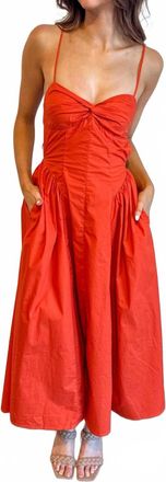 Nia Destene Midi Dress In Orange