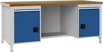 OEM Banco De Trabajo Gris Claro Azul Se&ntilde;al A2000xh859xf750mm Haya Multip.40mm 2 Cajones 2 Puertas