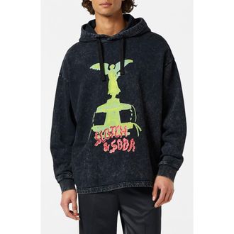 Scotch & Soda Relaxed Fit Washed Artwork Cotton Hoodie in Black at Nordstrom Rack, Size Xx-Large