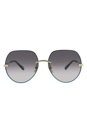 Chlo&eacute; 58mm Round Sunglasses in Gold Gold Grey at Nordstrom Rack