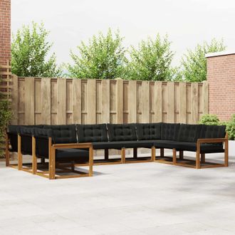 vidaXL Vidaxl Set Di Divani Da Esterno 9 Pz Naturale E Nero