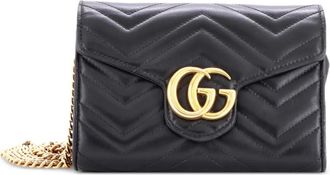 Gucci Borsa a tracolla GG Marmont mini in pelle matelass&eacute; con catena - Nero