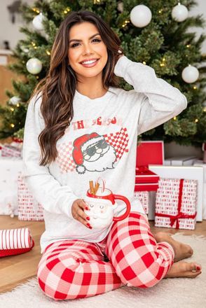 Azura Exchange Womens Cozy Christmas Pajama Set - White - Size X-Large