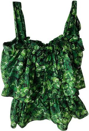 Dolce & Gabbana Clover print cotton tiered top Size S