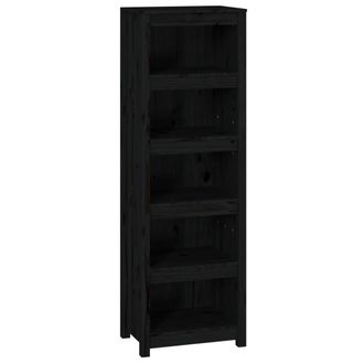Berkfield Home Book Cabinet Black 50x35x154 cm Solid Wood Pine | Size: 50 x 35 x 154 cm