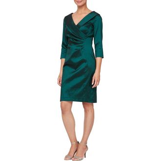 Alex Evenings Taffeta Sheath Cocktail Dress in Emerald Green at Nordstrom, Size 16