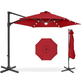 Best Choice Products 10ft 360&deg; Rotating Cantilever Easy Auto Open Patio Umbrella w/ Solar LED Lights