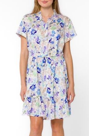 Velvet Heart Short Sleeve Shirtdress in Blue Watercolor Floral at Nordstrom Rack, Size X-Small