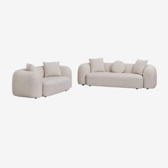 Sklum Conjunto De Sal&oacute;n Con Sof&aacute; Modular De 3 Plazas Y Sof&aacute; De 2 Plazas En Chenilla Coco Sklum