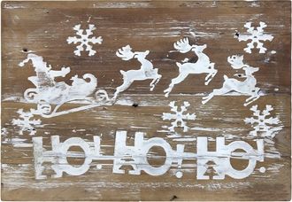 Melrose International Wood Ho Ho Ho Wall Sign 19.5L - Brown, White
