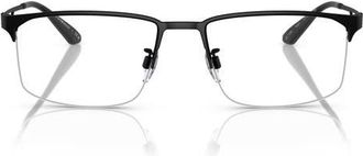 Emporio Armani 55mm Pillow Optical Glasses in Matte Black /Demo Lens at Nordstrom