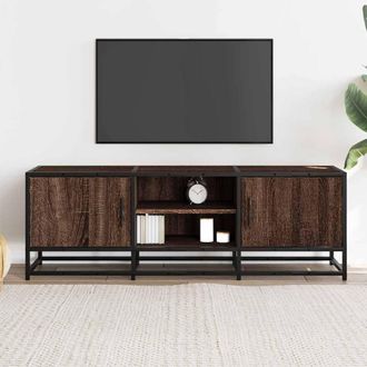 Berkfield Home TV Cabinet Brown Oak 120x35x41 cm Engineered Wood & Metal | Size: 120 x 35 x 41 cm