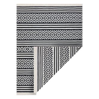 RugsX Rugsx - Alfombra Twin 22996 Geom&eacute;trica, Rayas Algod&oacute;n, Doble Cara, Flecos Ecol&oacute;gicos - Negro / Crema Black 100x200 Cm