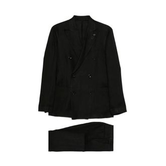 Lardini Double Breasted Suits, male, Black, Size: XL Double-breasted Suit