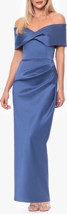 Betsy & Adam Off the Shoulder Mikado Gown in Dark Slate at Nordstrom, Size 10