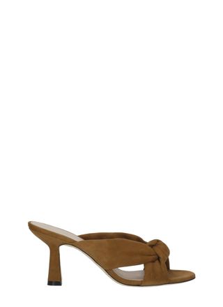 Stuart Weitzman Brown Soplaya Slide Braided Suede Sandals
