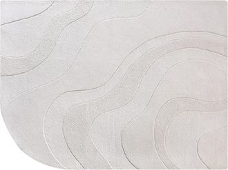 Vente-Unique Alfombra de lana en relieve 100% tufted a mano con borde redondeado - 200 x 290 - Marfil - VELORIA