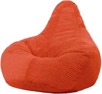 Icon Brand Puf con respaldo inclinado de pana naranja terracota