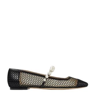 Jimmy Choo London Womens Ade Flat Black/Black Ballerina Flats, Brand Size 34.5 ( US Size 4.5 )