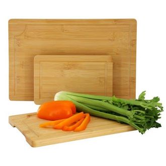 MegaChef 3 Piece 9 Inch, 12 Inch, and 15 Inch Wood Cutting Board Set with Juice Grooves in Bamboo at Nordstrom