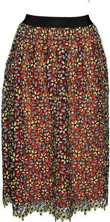 Self Portrait pre-owned floral-embroidered midi skirt