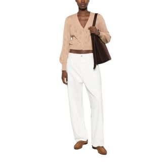 Twinset Truien & Vesten, Dames, Beige, M, Pointelle Cardigan