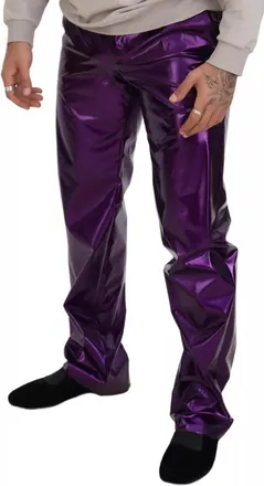 Dolce & Gabbana Purple Metallic Nylon Straight Trouser Mens Pants (Pre-Owned)