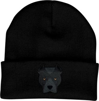 Bang Tidy Clothing American Pitbull Beanie Hat - Dog Lovers Gifts for Women - Knitted Ladies Winter Hats - Embroidered - Black