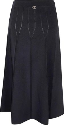 Twinset Knit Midi Rok - Dames - Midirokken - Zwart - XL - Nylon - Rokken