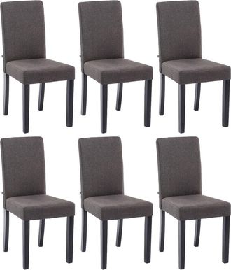 Clp Clp - Juego De 6 Sillas De Comedor Ina De Tela Gris Oscuro Negro